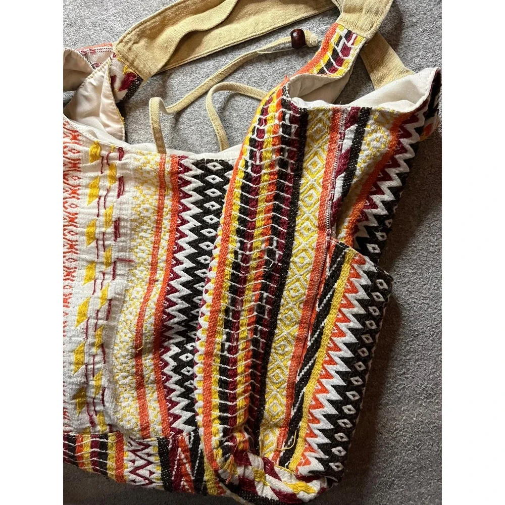 Woven Boho Hobo Bag Hippie Geometric Striped Shoulder Bag Aztec Tribal Print